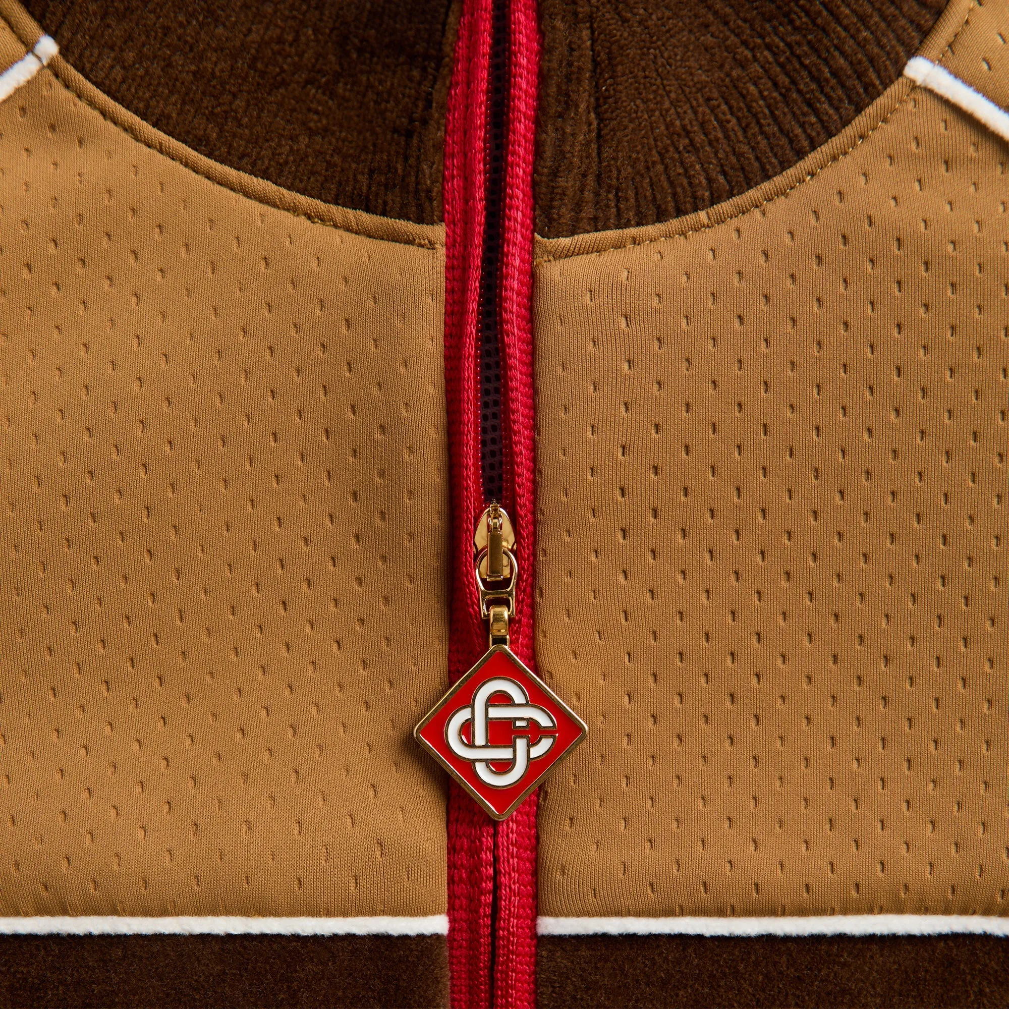 Casablanca Chenille Panelled Track Jacket - Beige Non Restrictive Silhouette Clean Silhouette