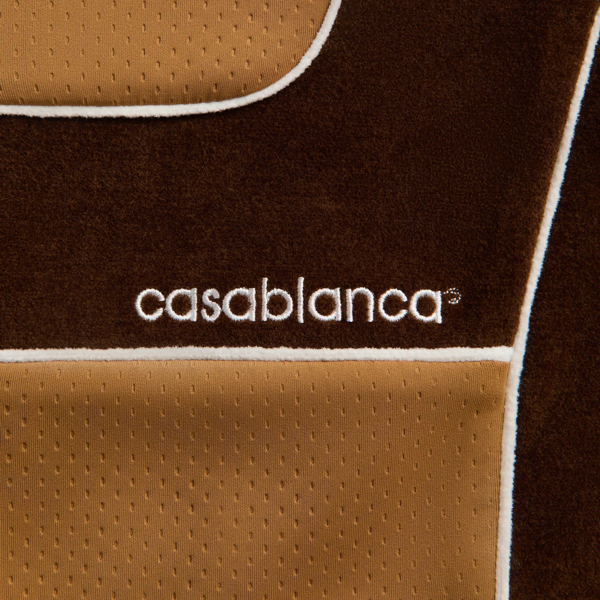 Thermal Insulation Layer Cozy Comfort Casablanca Chenille Panelled Track Jacket - Beige