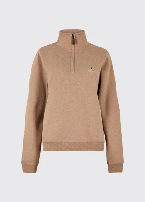 Castlemartyr Women's Quarter Zip Sweatshirt- Elk Recycled Fiber Blend Clean Silhouette
