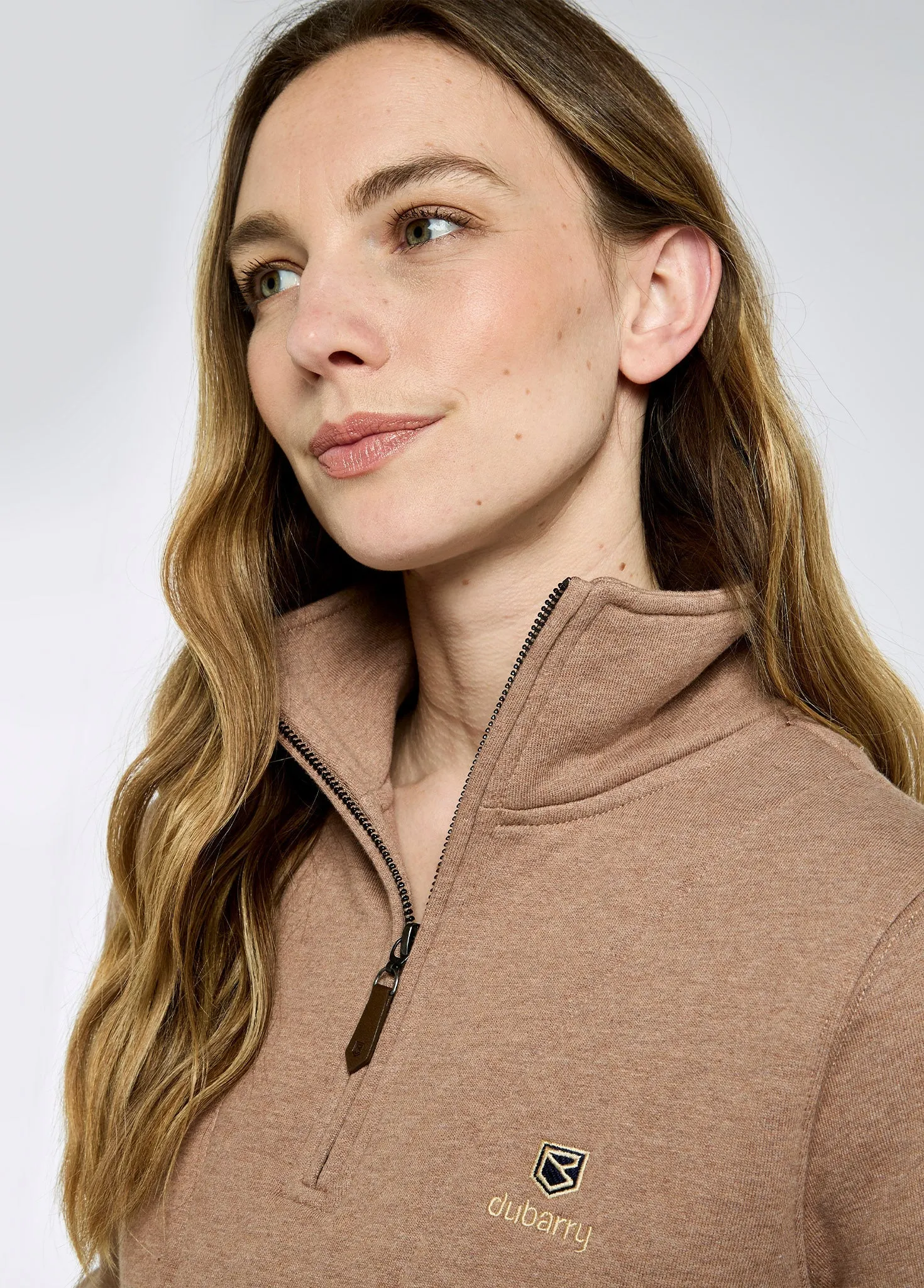 Fashion Favorite Modern Casual Look Castlemartyr Women's Quarter Zip Sweatshirt- Elk