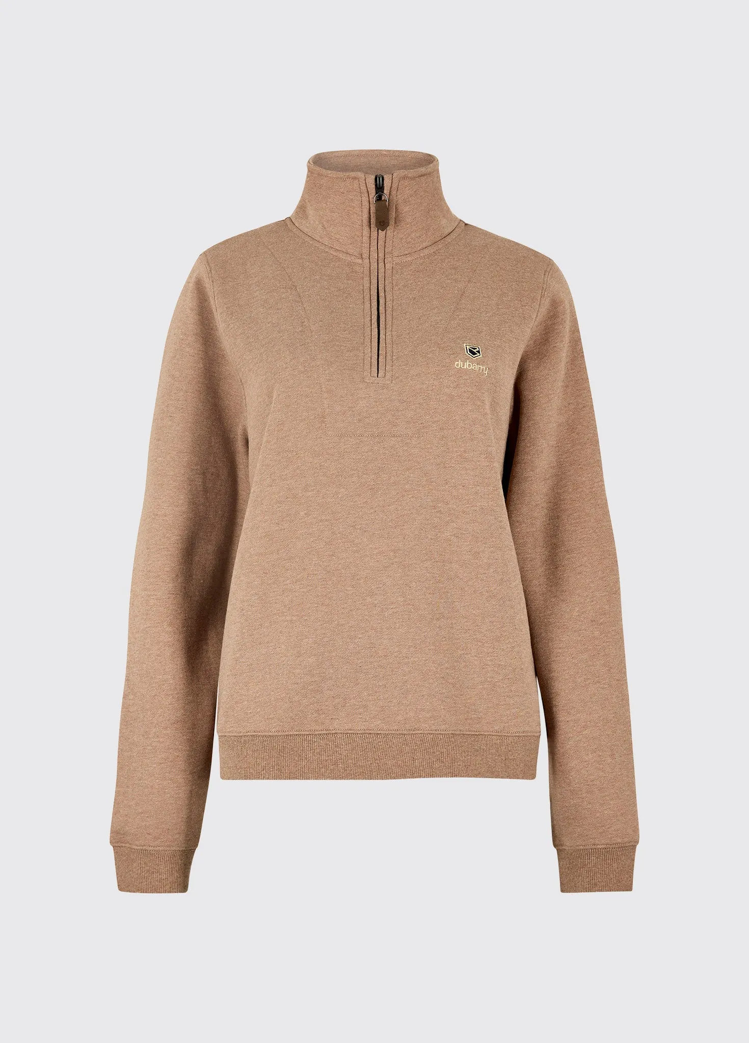Castlemartyr Women's Quarter Zip Sweatshirt- Elk Recycled Fiber Blend Clean Silhouette