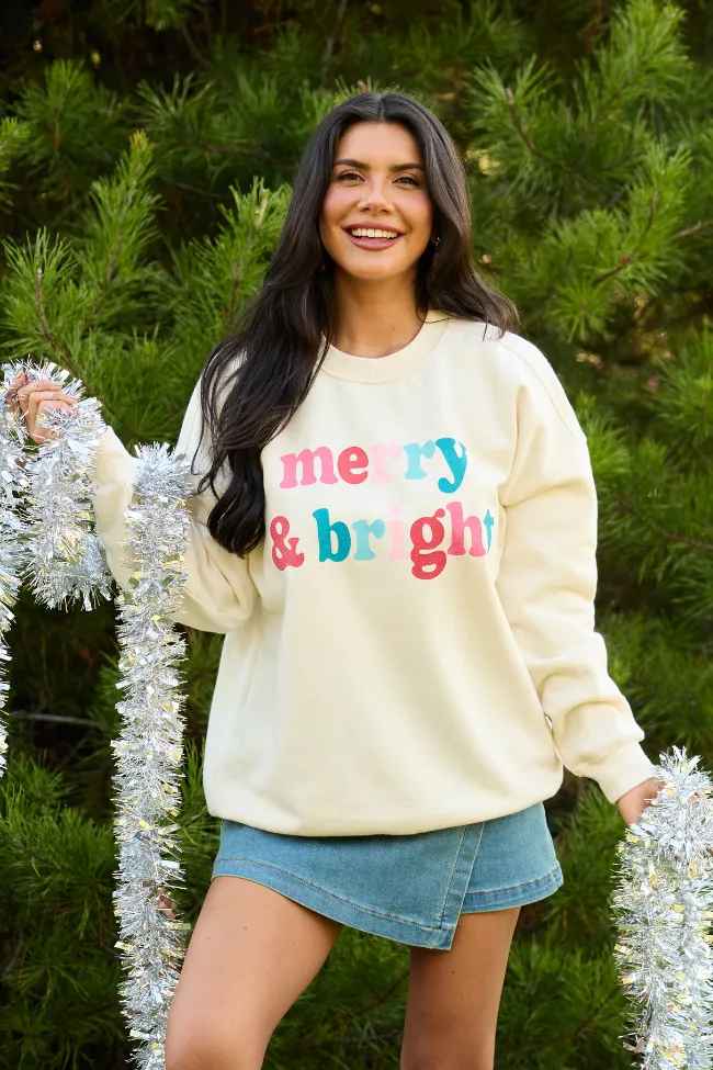 Fresh Bold Merry & Bright Cream Graphic Sweatshirt