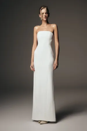 Elegant Fit Kalila Strapless Crepe Maxi Dress - White