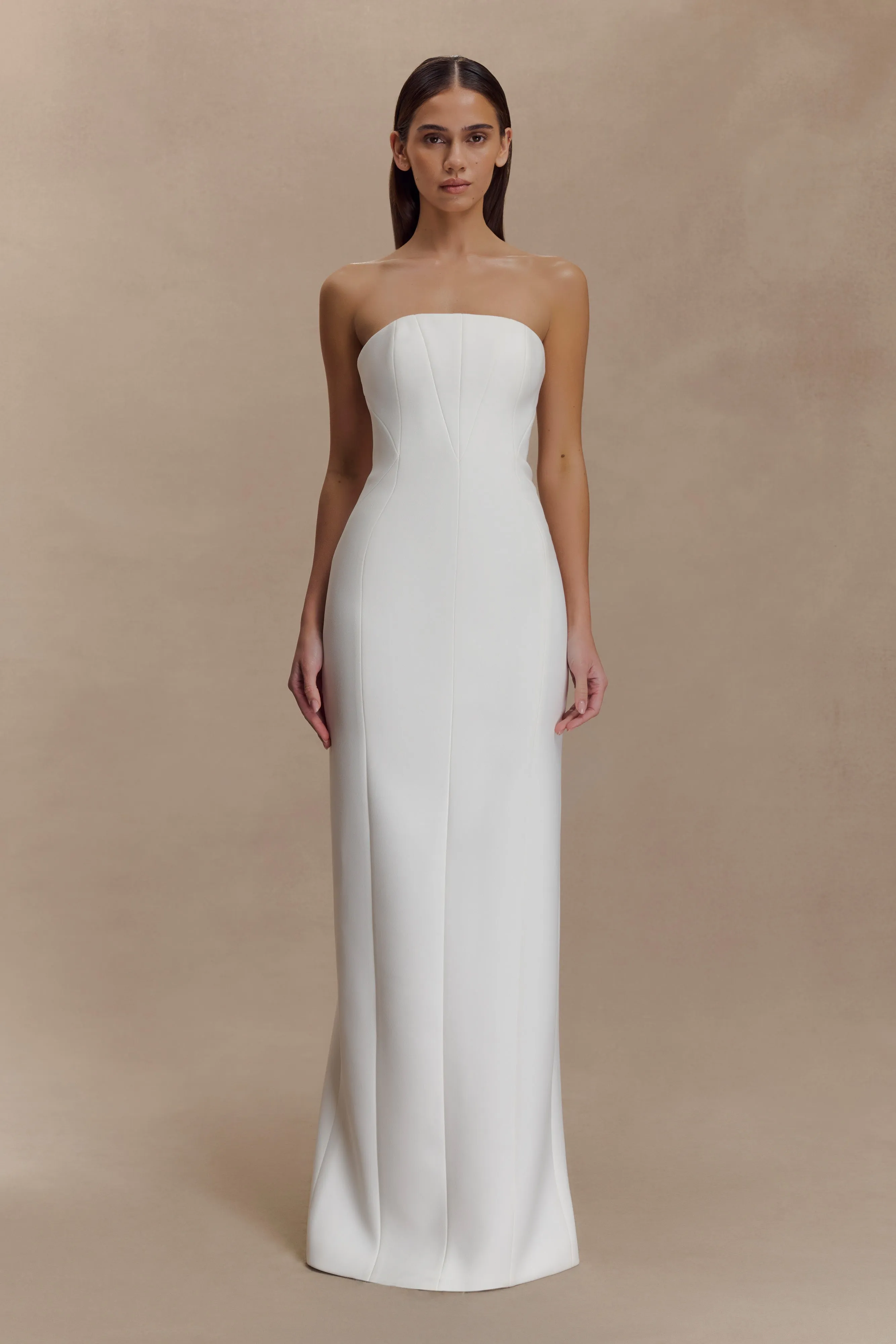 Smart Design Kalila Strapless Crepe Maxi Dress - White