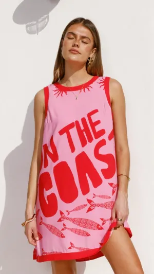 Amara Mini Dress - Pink/Red Tide Comfortable Waist Design Fit