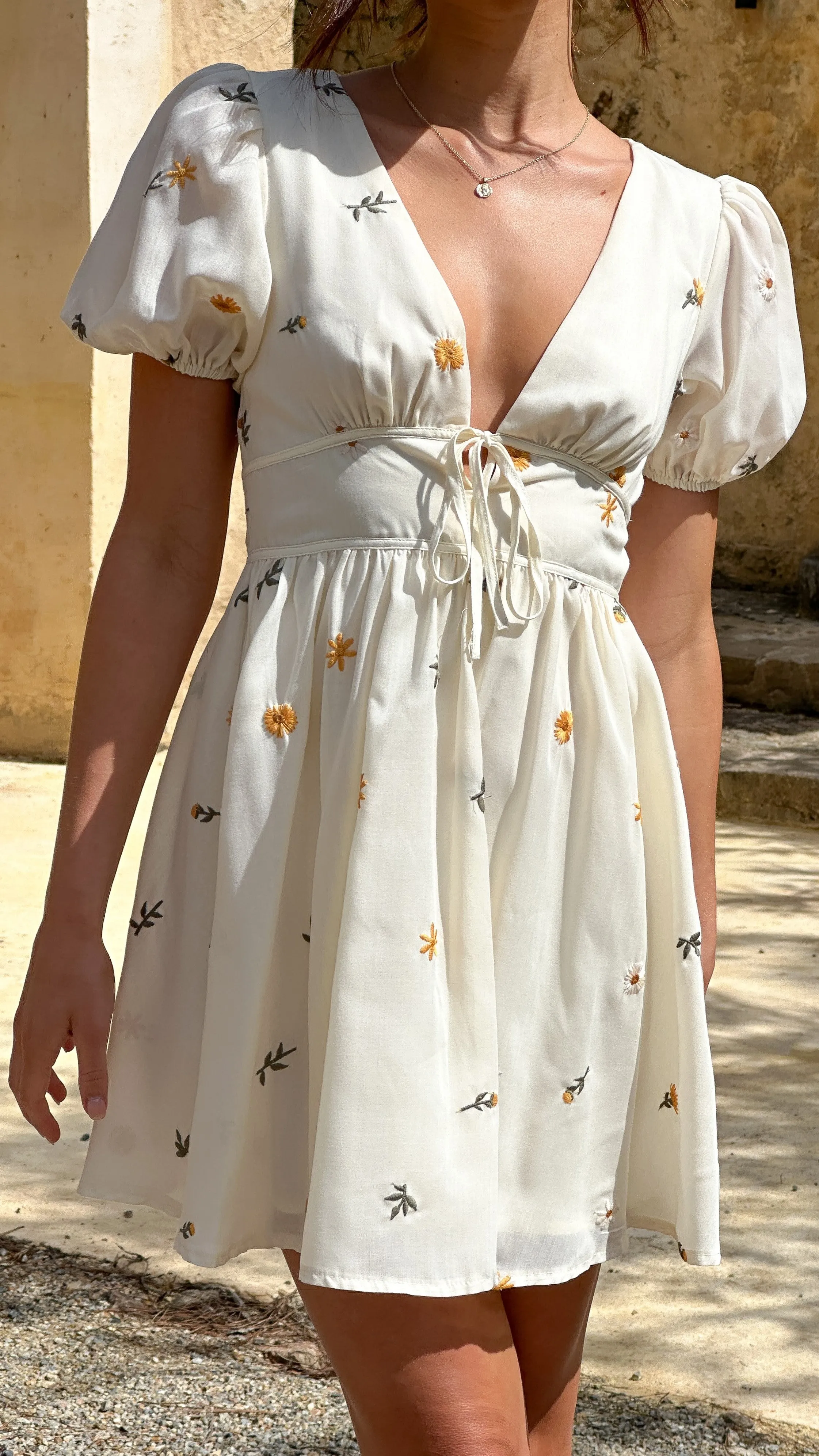 Light Bow Romantic Soft Demi Mini Dress - Leilani Print