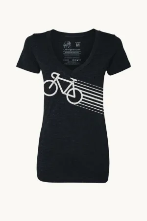 Stylish Wear Yarn Dyed Fabric Made To Order V-neck T-shirt (Womens)