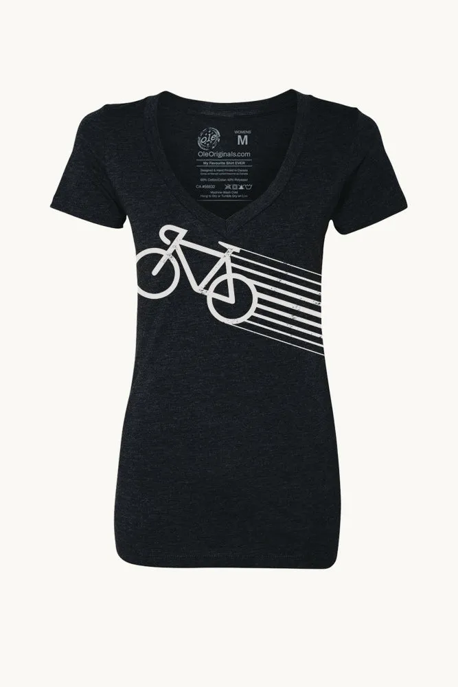 Stylish Wear Yarn Dyed Fabric Made To Order V-neck T-shirt (Womens)