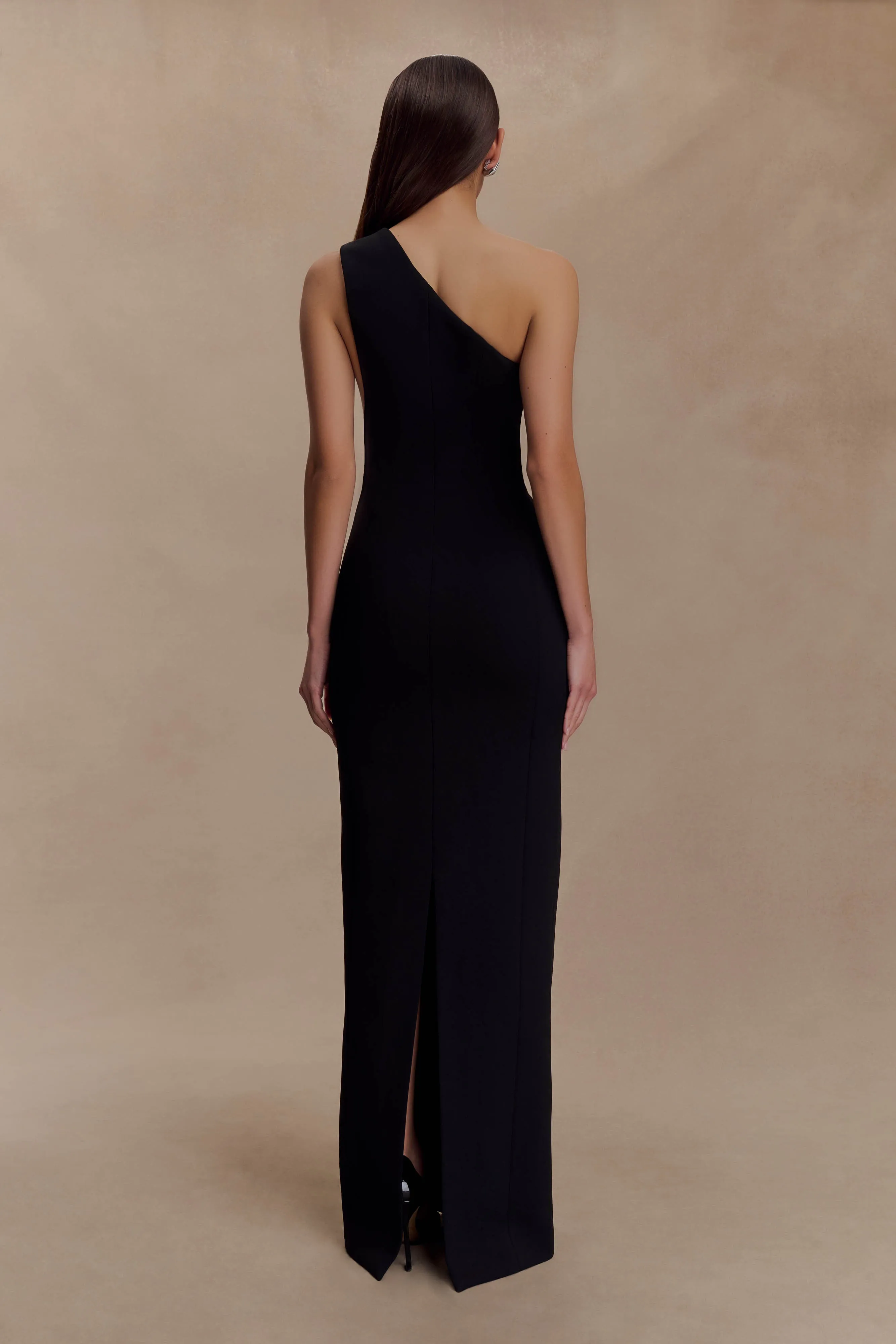 Milena One Shoulder Crepe Maxi Dress - Black Timeless Fashion