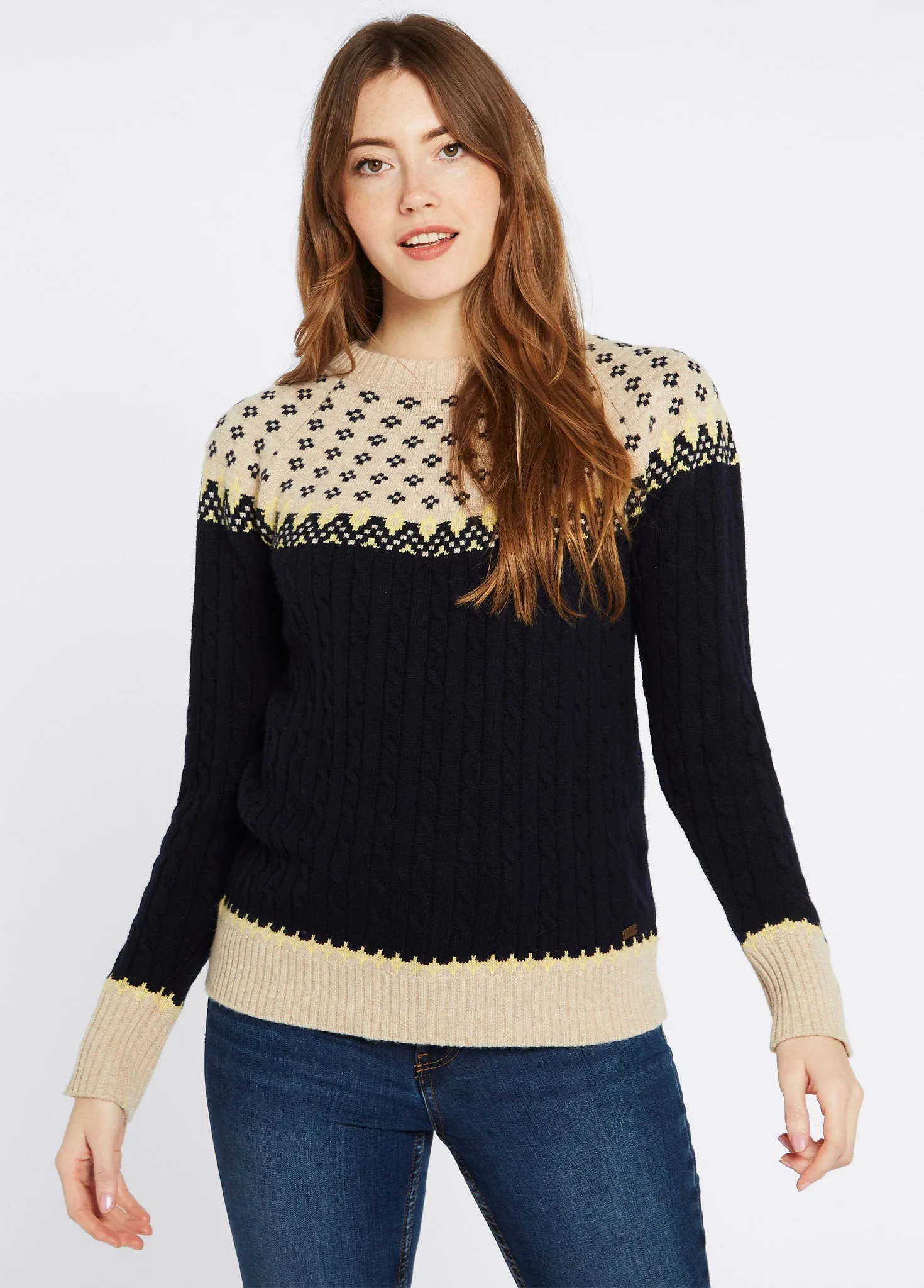 Balanced Stretch Structure Thornfield Women??s Fair Isle knit - Navy
