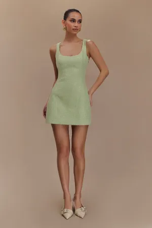 Fresh Outfit Relax Layers Beth Tweed Mini Dress - Pastel Green