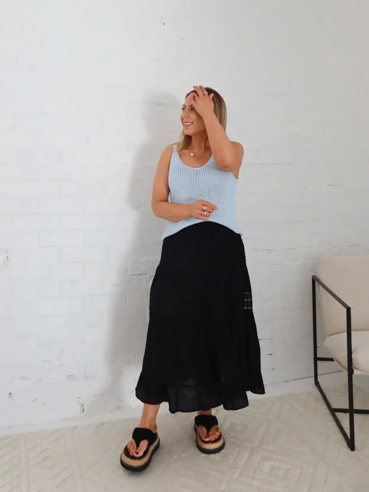 Monochrome Outfit Timeless Touch Laura Skirt- Black