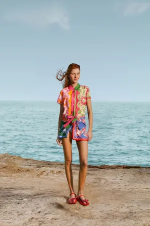 Sophisticated Mood Mixed Scarves Floral Elegance Mini Skirt