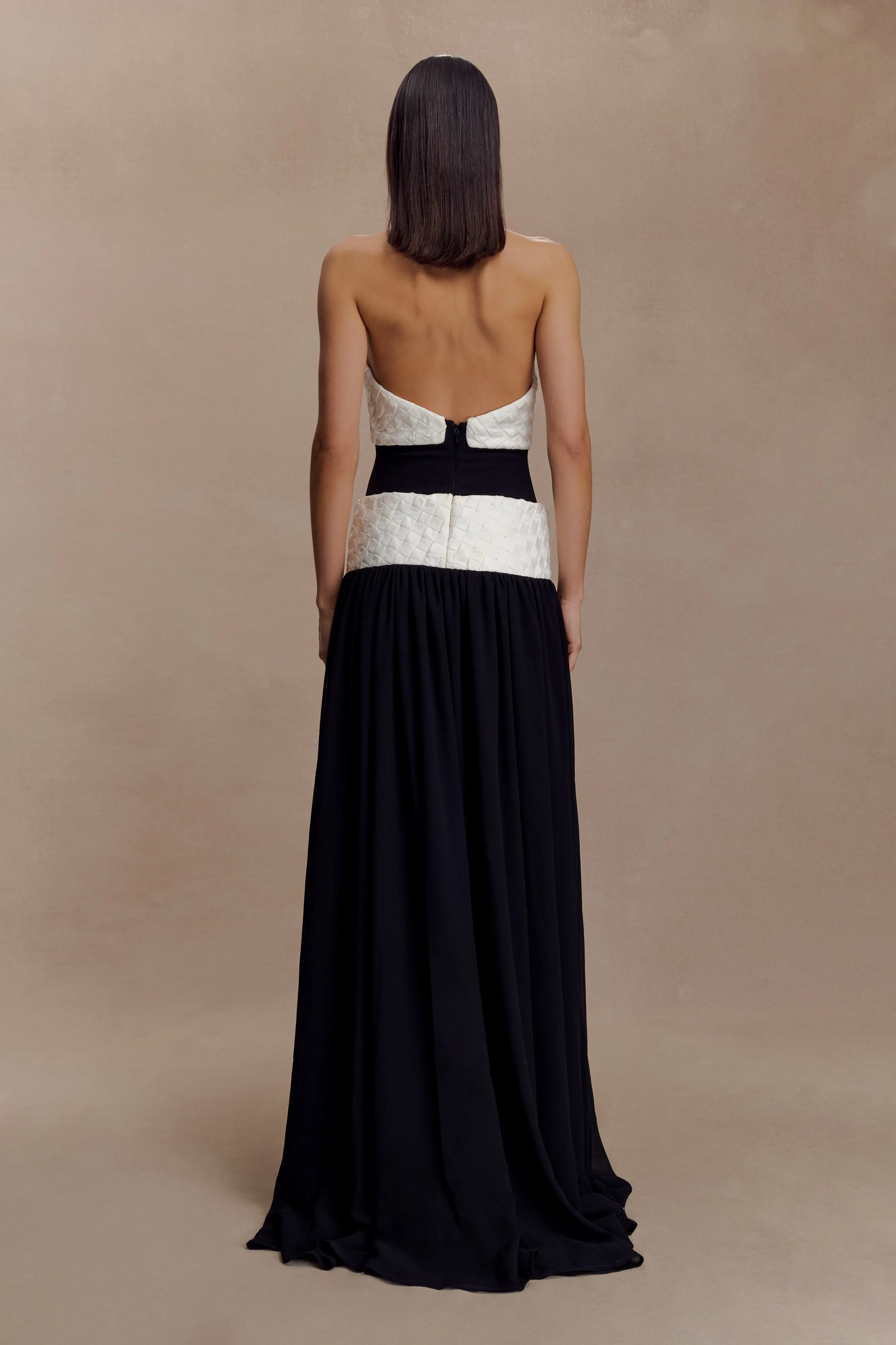 Celine Chiffon Maxi Dress - Black/White Breathable Design NonIrritatingLining