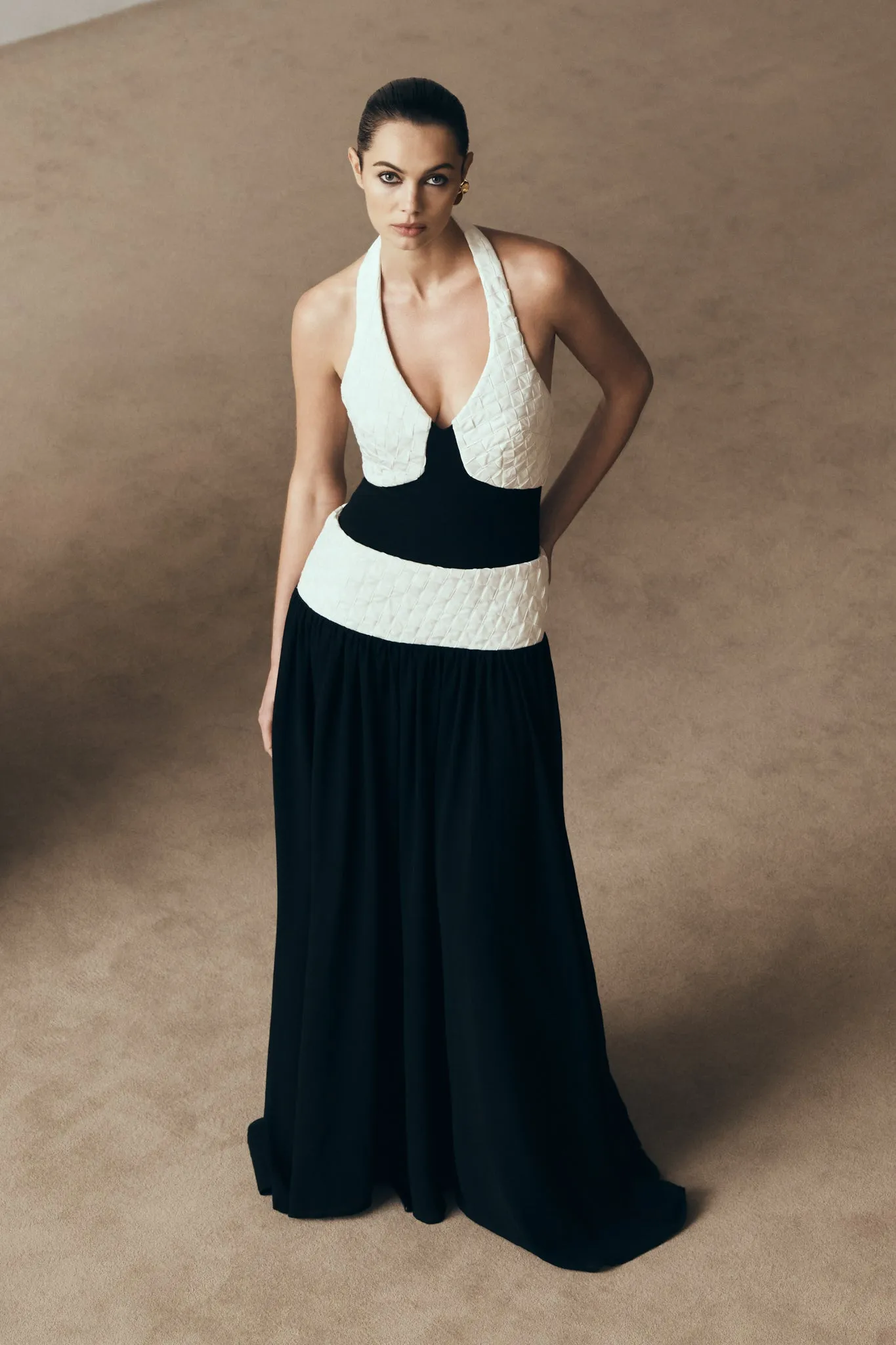 Texture Mood Celine Chiffon Maxi Dress - Black/White