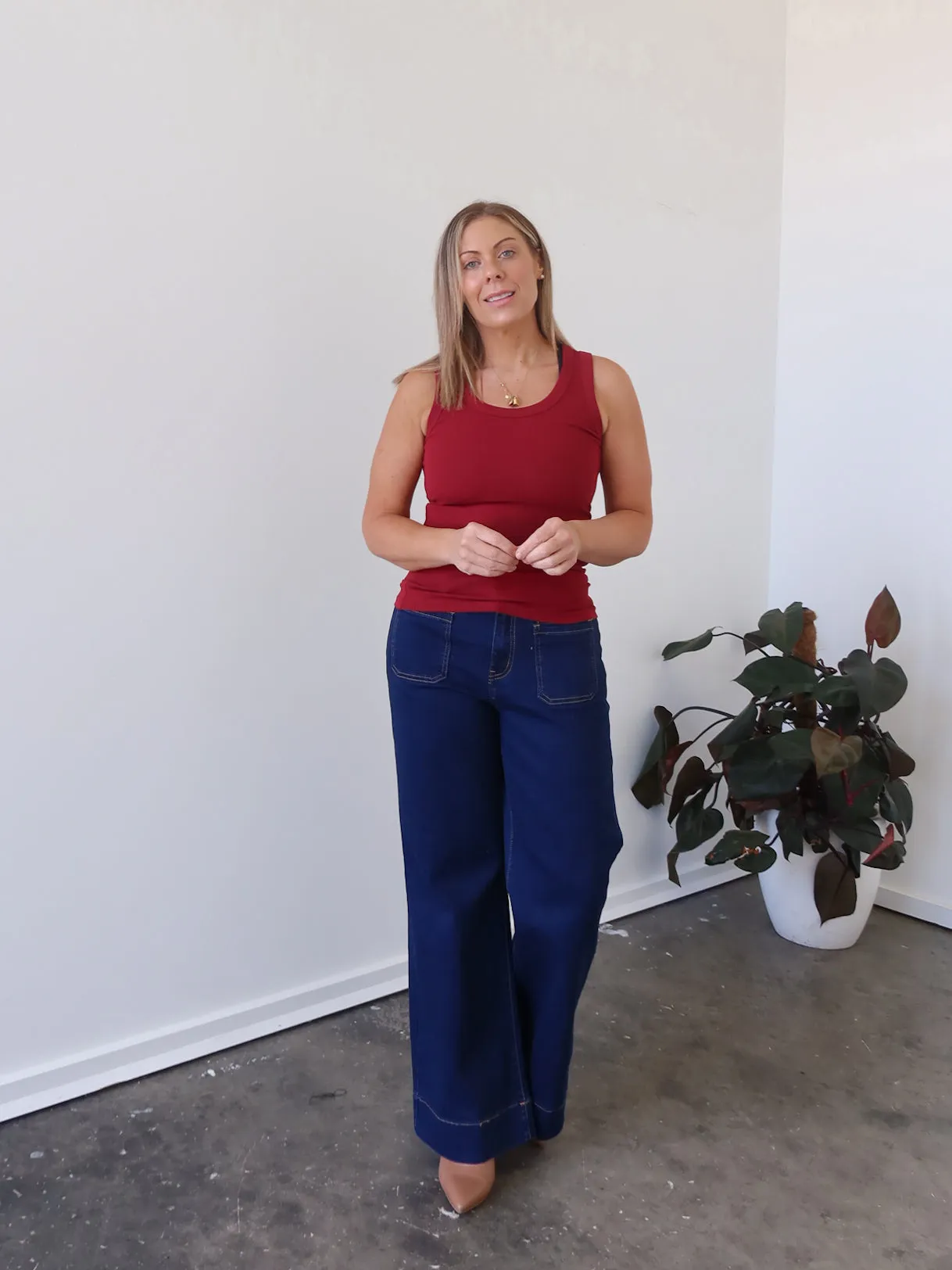 Charlee Tank - Burgundy Breathable Construction