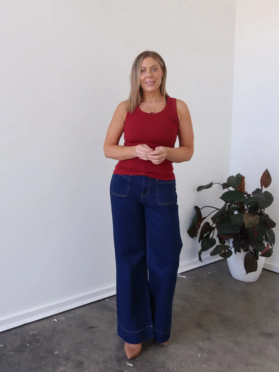 Charlee Tank - Burgundy anti - static Soft Dry