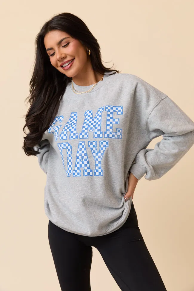 Checkered Blue Game Day Light Grey Graphic Sweatshirt SALE product swimming suitable buoyancy
