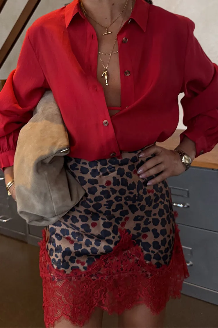 Soft Touch Eco Friendly Dye Cherry Leopard Mini Maeva Skirt