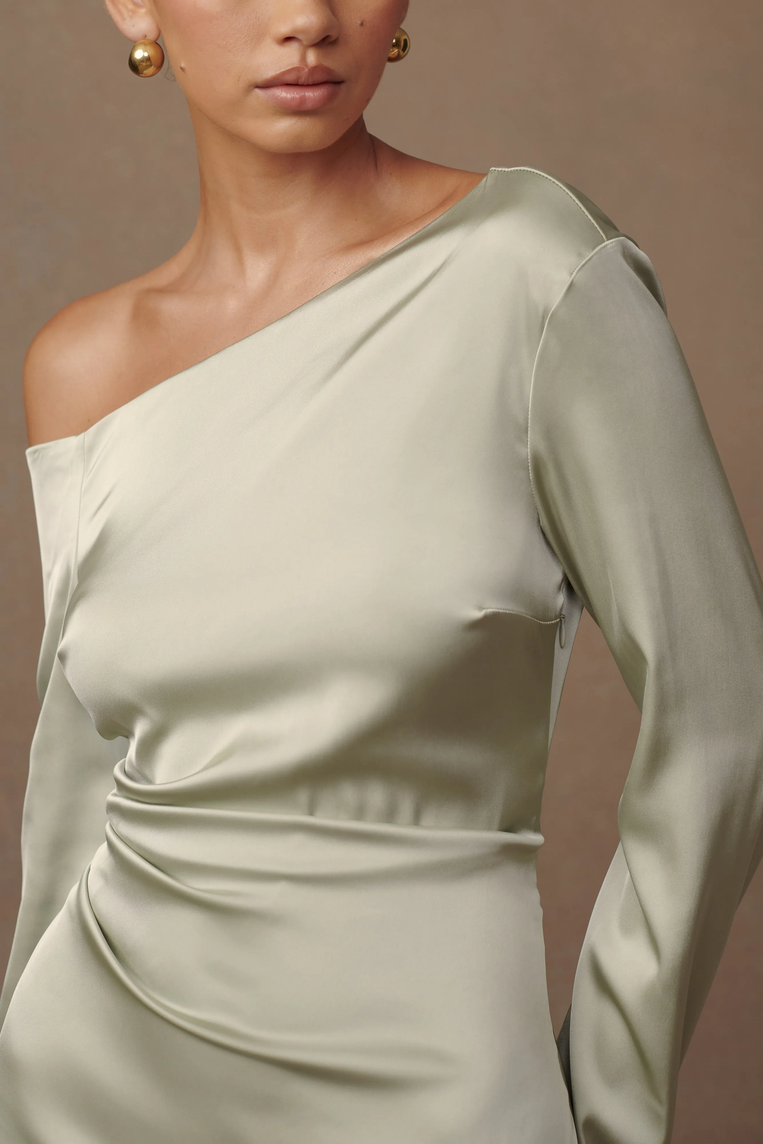 Polite Vibe Lace Detail Avery Long Sleeve Maxi Dress - Sage