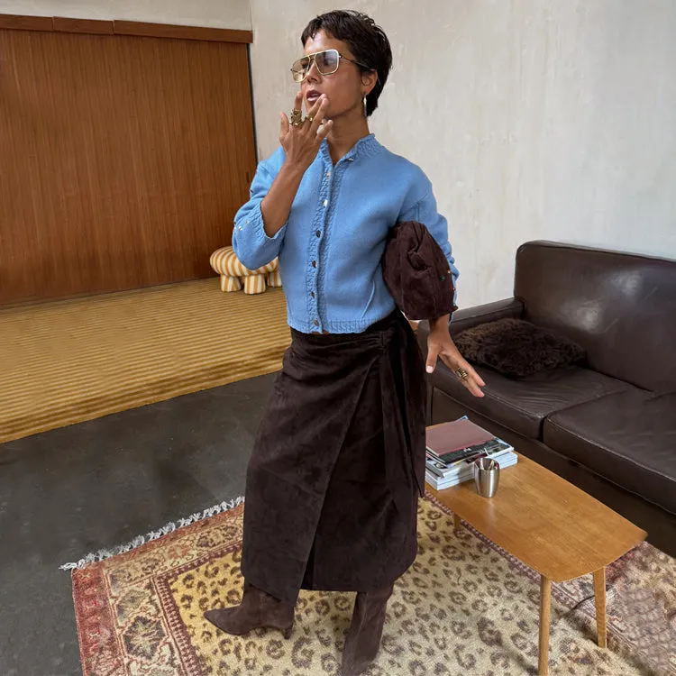 Chocolate Suede Jaspre Skirt Travel Influence Essential Style