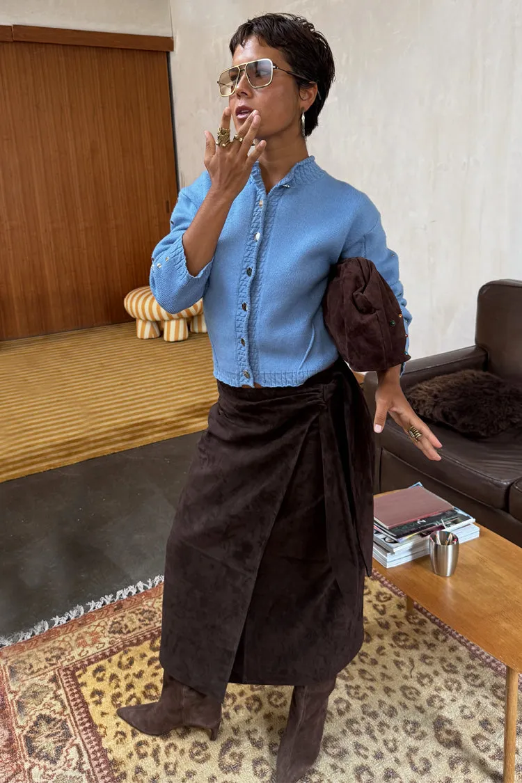 Chocolate Suede Jaspre Skirt Unique Feature