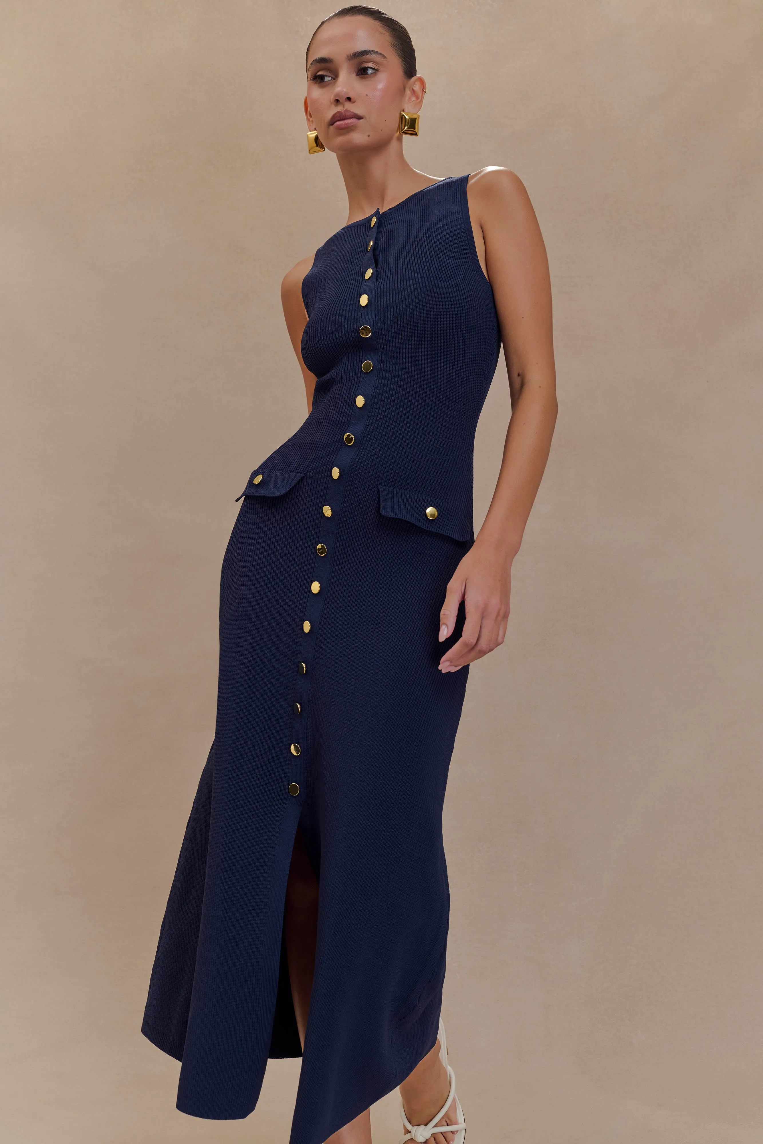 Sawyer Sleeveless Buttoned Maxi Dress - Navy Casual Days