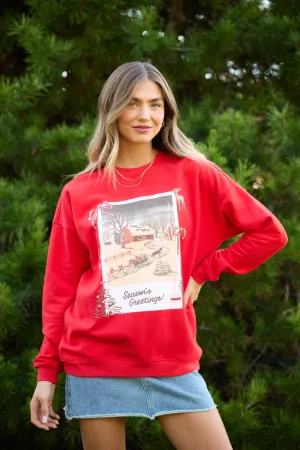 Camping Comfort Christmas Photo Print Red Graphic Sweatshirt