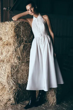 Cindy Collared Midi Dress - White Night Style