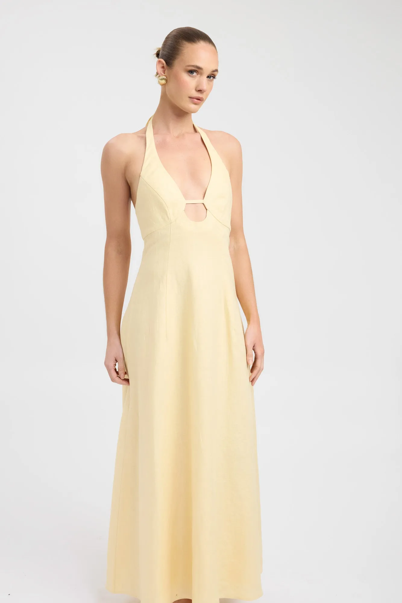 Sophisticated Appeal Palm Halter Maxi Dress