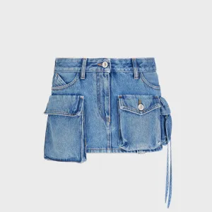 Casual Feel The Attico Fay Mini Skirt - Sky Blue Denim Wash