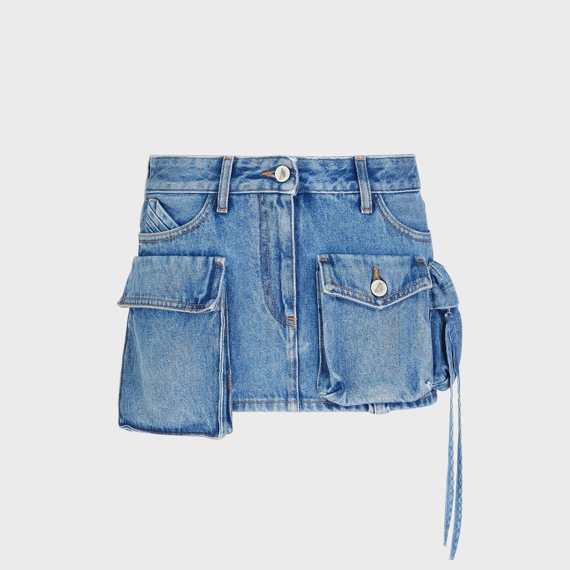 Casual Feel The Attico Fay Mini Skirt - Sky Blue Denim Wash