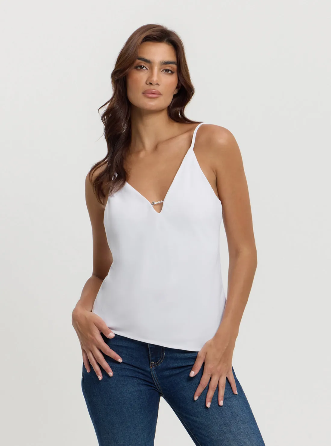 Stretch Fabric Technology White Caroline Tank Top
