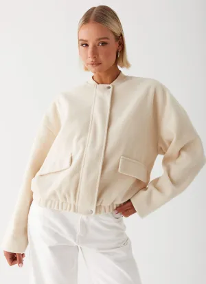 Cloudia Bomber Jacket - Ivory Long Length