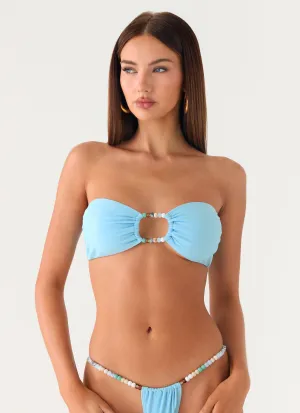 Coastal Breeze Bead Strapless Bikini Top - Turquoise New Arrival Ozone Resistant