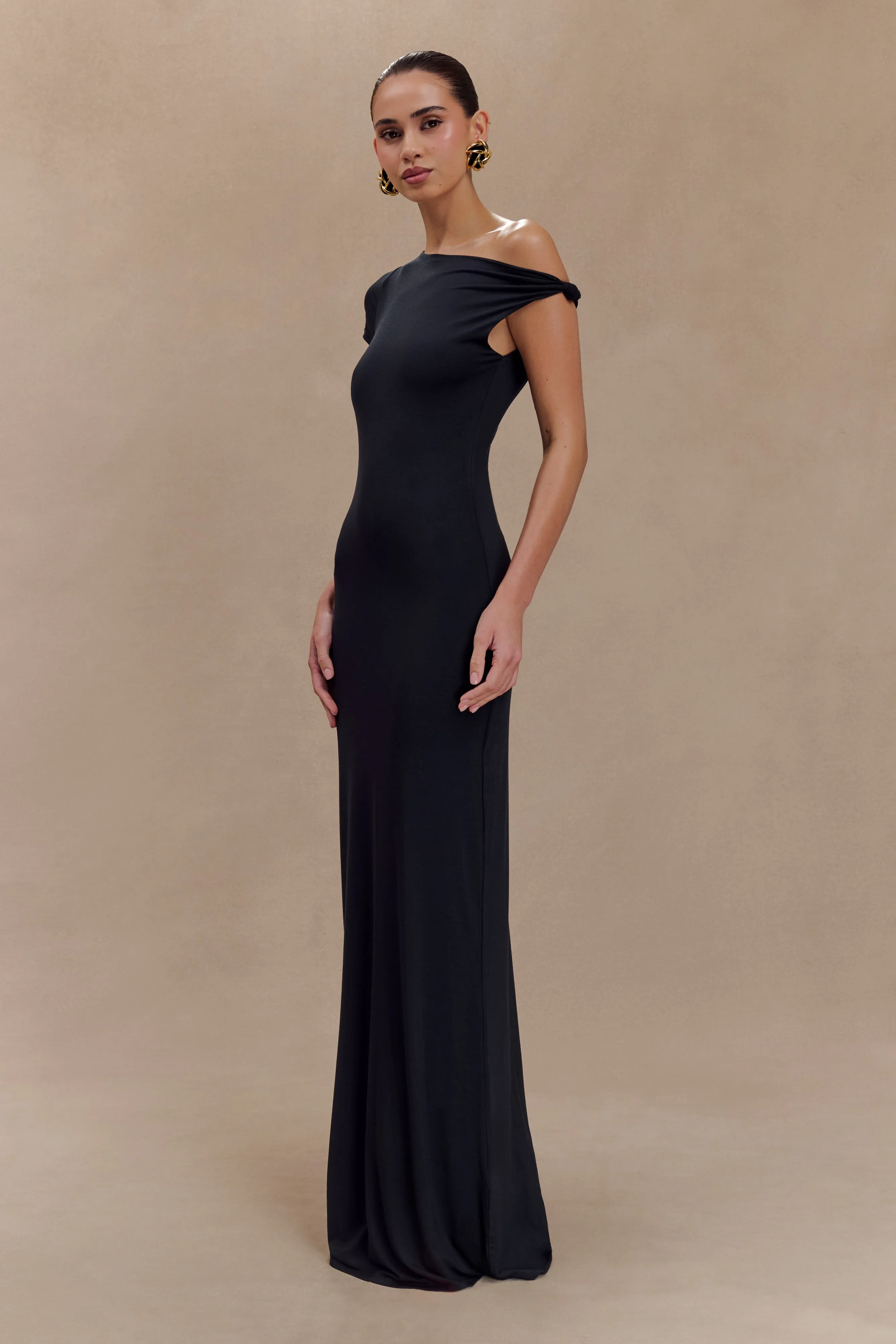 Tamsin Short Sleeve Modal Maxi Dress - Black Love Glow