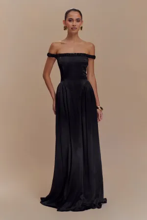 Coco Dropped Waist Maxi Dress - Black Raglan-Sleeve