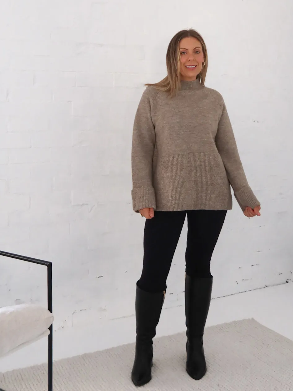 Cozy Comfort Classic Layer Colette Knit- Taupe