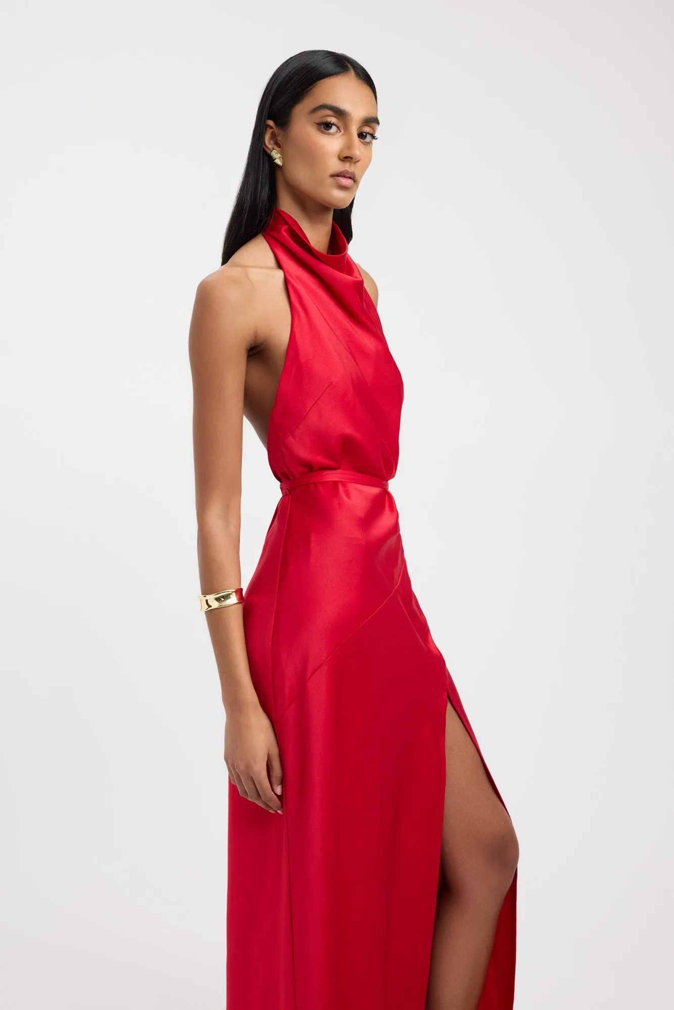 Palermo Halter Maxi Dress Artisanal-Detail Sophisticated Look