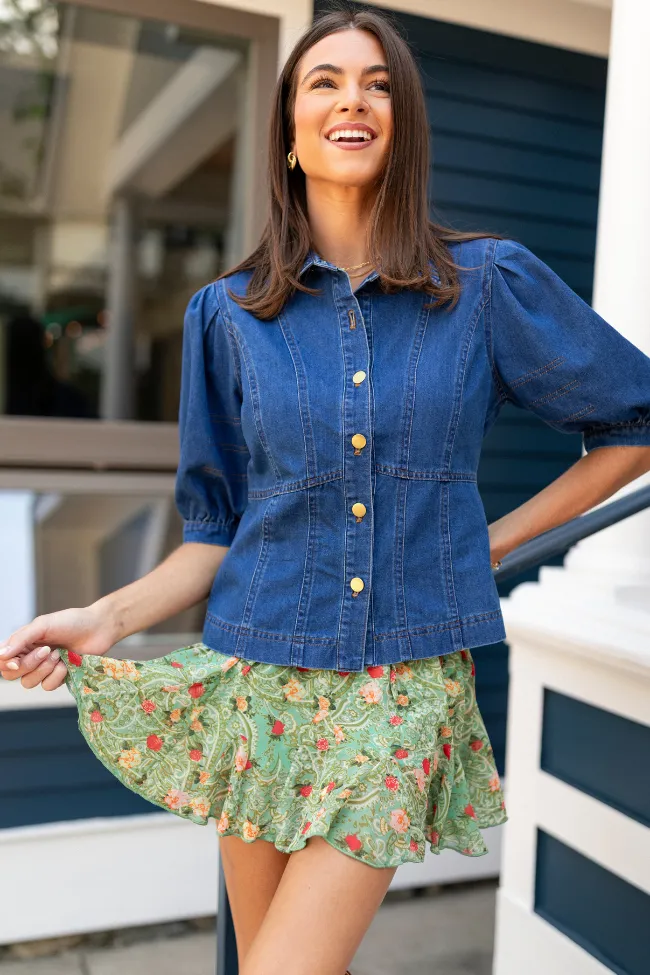 Clean Fit Ella Sage Print Flowy Skort