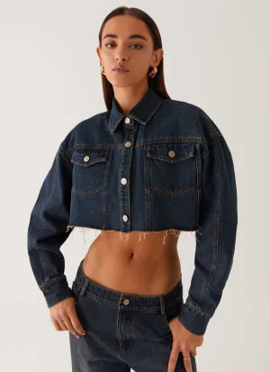 Heavy Duty Buckle MultiPocketStyle Colorado Cropped Jacket - Blue