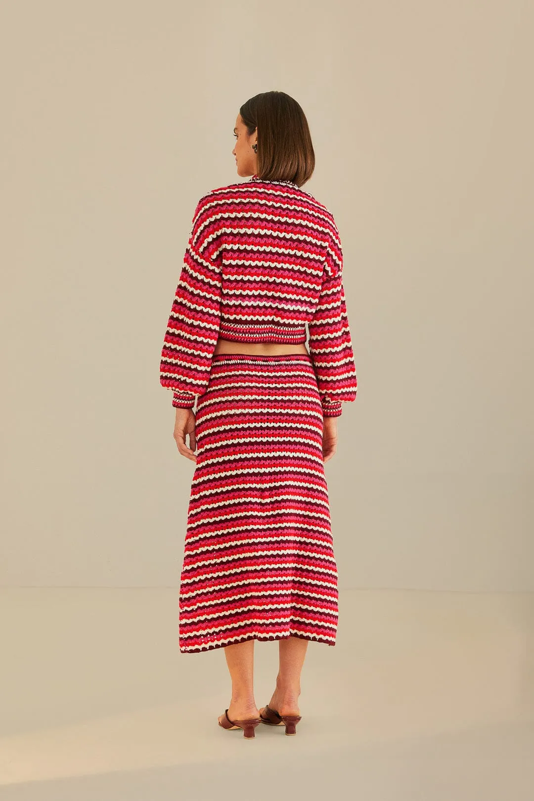 Smooth Layer Colorful Stripes Crochet Skirt