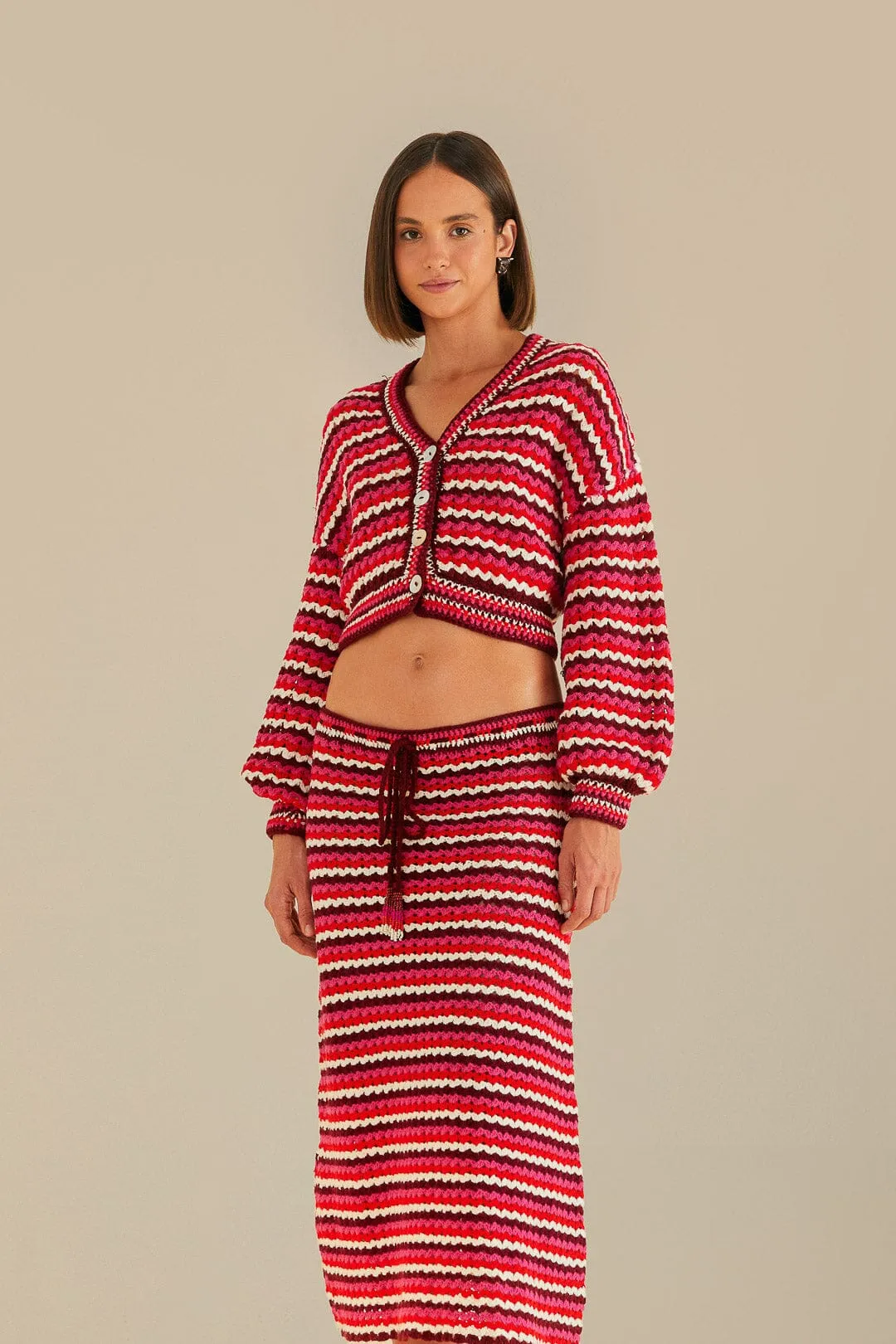 Sleek Motion Smart Design Colorful Stripes Crochet Skirt