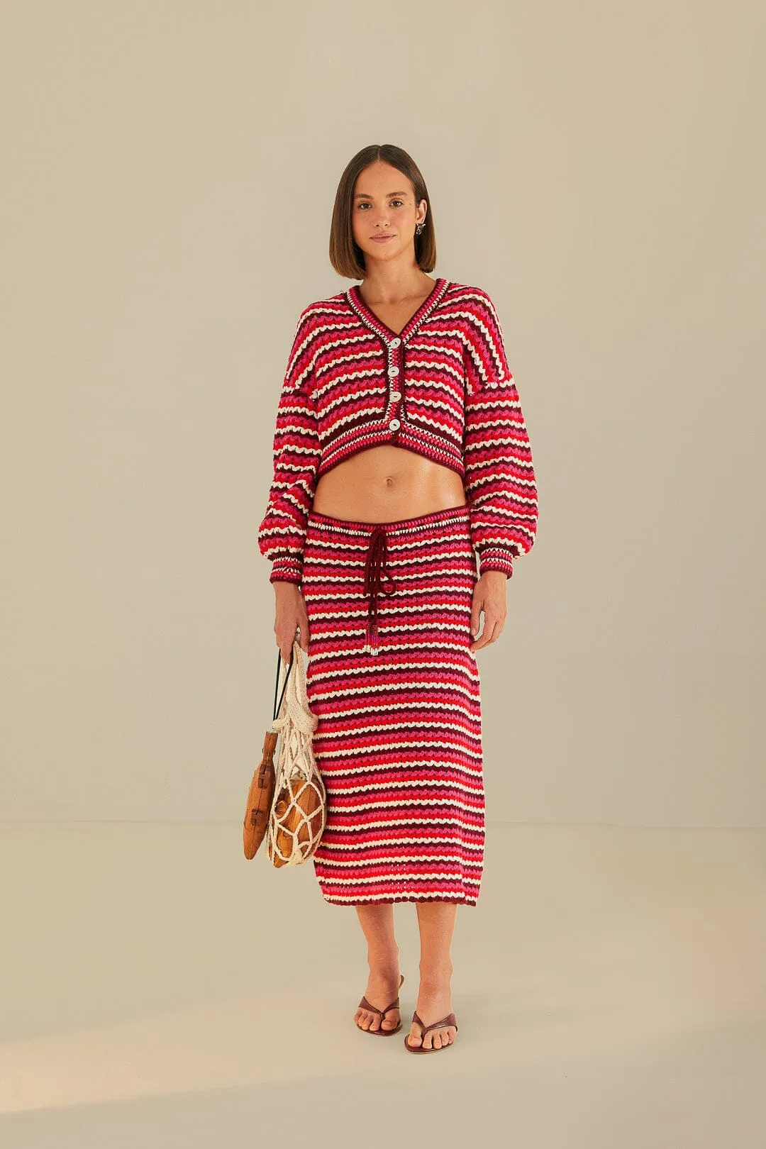 Tie Dye Style Colorful Stripes Crochet Skirt