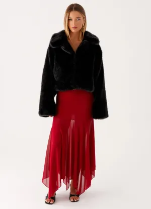 Carys Cropped Faux Fur Jacket - Black Warm Essentials Chic Urban