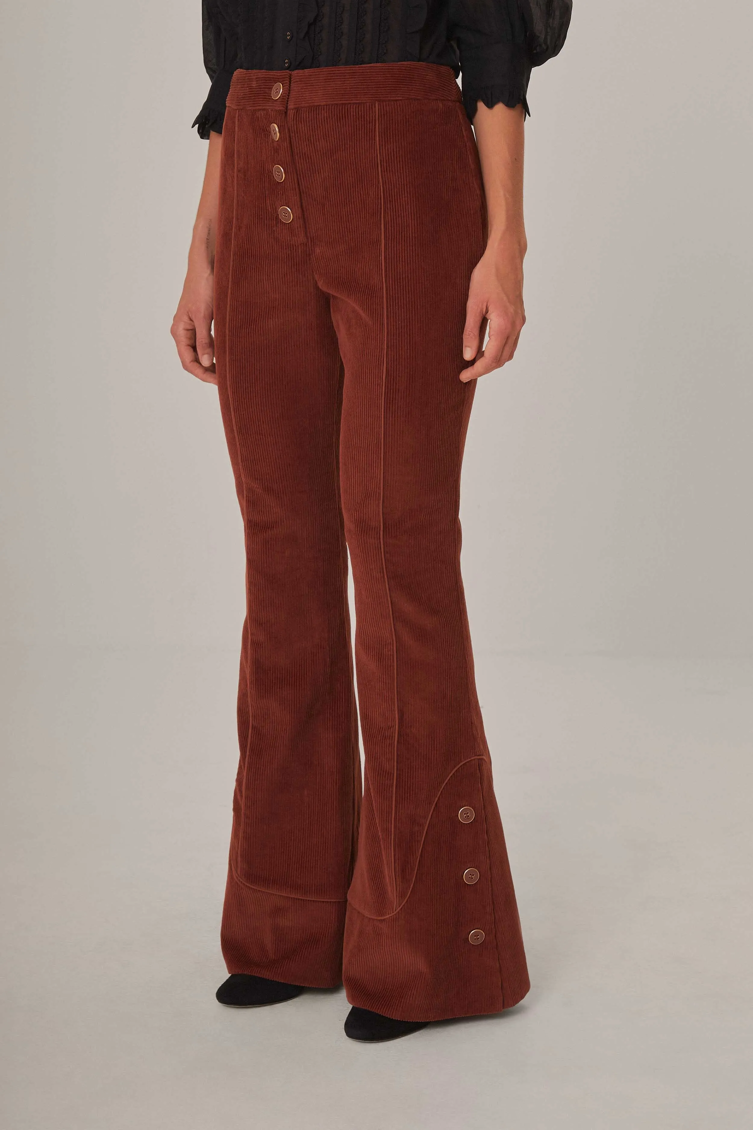 Brown Flare Pants Outdoor Comfort Fit