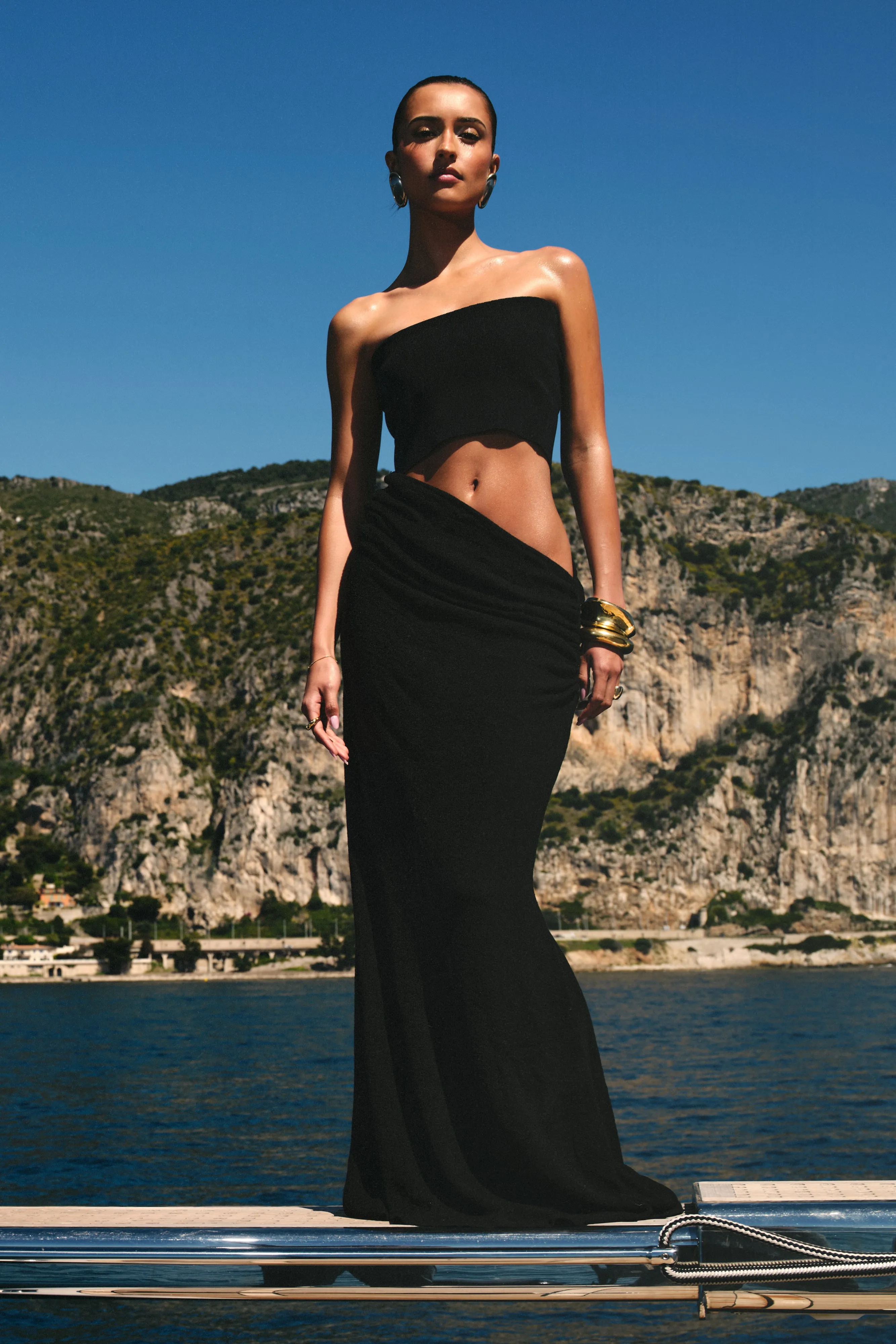 Jasiel Strapless Knit Maxi Dress - Black Simple Profile Stylish Feel