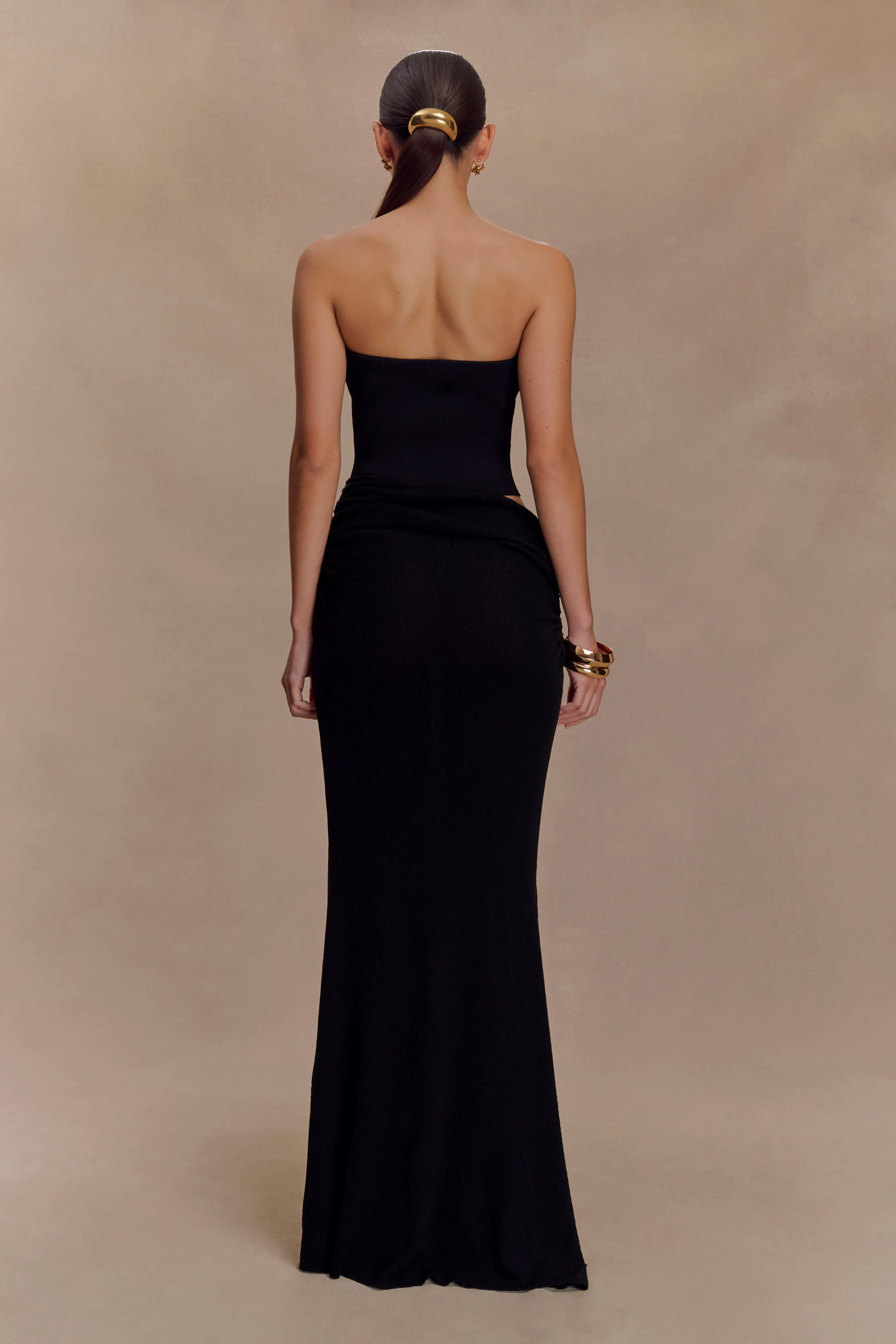 Jasiel Strapless Knit Maxi Dress - Black Smart and Elegant Bold Elegance