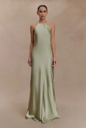 Bella Satin Halter Maxi Dress - Sage Graceful Ease Timeless Style Wear
