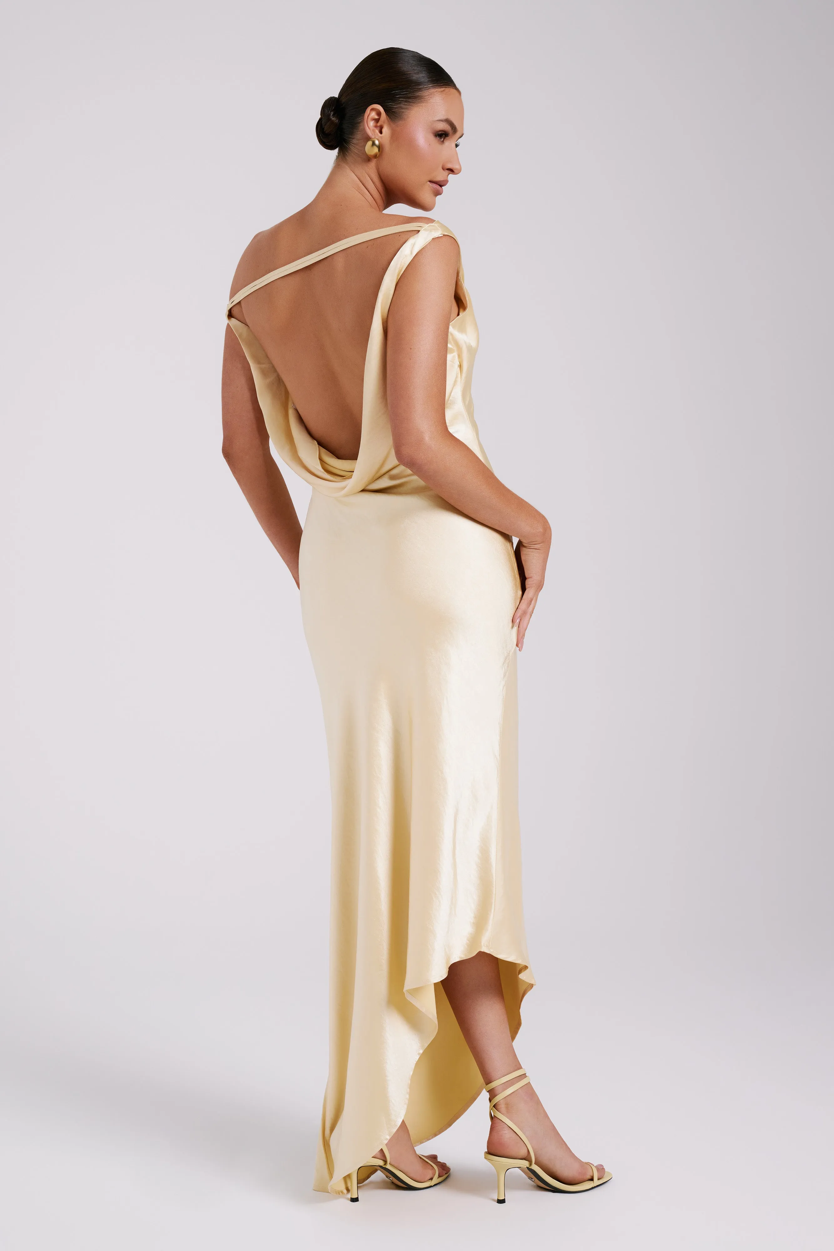 Yvette Slip Maxi Dress With Asymmetrical Hem - Butter Layered Look